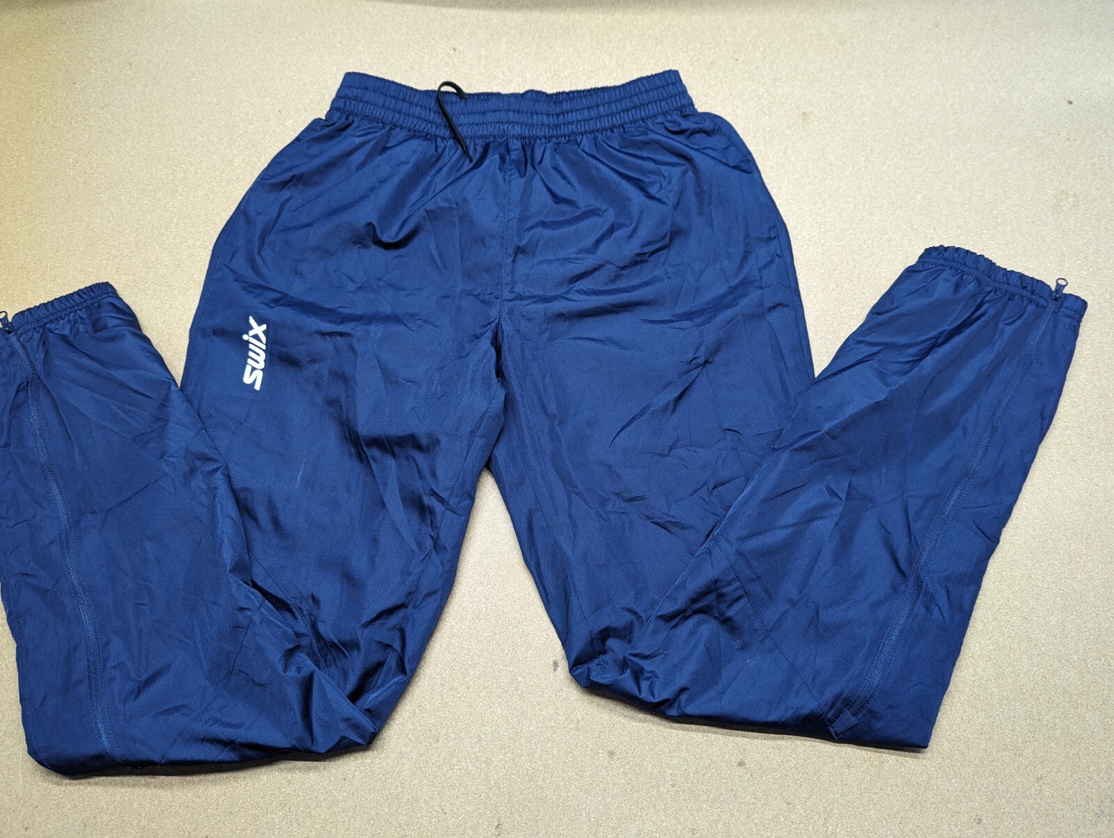 Pantalones Swix para hombre de cross country azules medianos pierna de esquí con cremallera cordón elástico deportivo