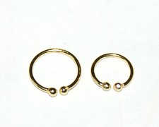 Fake gold nose ring clip on Sterling silver plated in 18 ct gold ear lip hoop