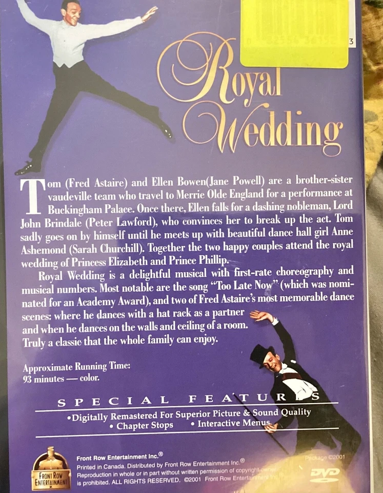 Royal Wedding DVD Front Row Features Fred Astaire New Sealed - Image 2 of 2