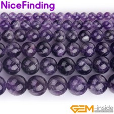 Natural Dream Lace Amethyst Crystal Round Gemstone Beads For Jewelry Making 15"