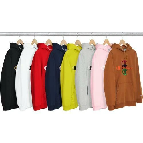Sweat shirt à capuche empilé Supreme Champion vert vif moyen F/W 17