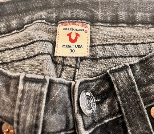 Pantalones de mezclilla True Religion Julie bolsillo con solapa negros talla 30 (MH) - Imagen 3 de 9