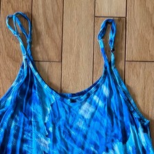 Women's Blue Tie Dye Sundress Spaghetti Straps Boho Flowy Beach A-line Summer
