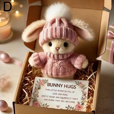 Mini Bunny Hug Easter Gift Bunny Plush Pocket Hug Rabbit with DIY Cards
