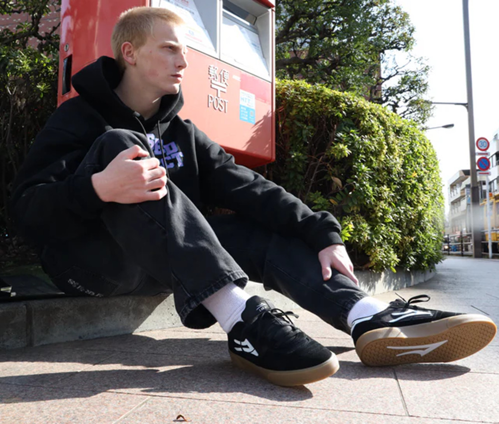 Lakai Cambridge Suede Shoes Black White Gum image 2