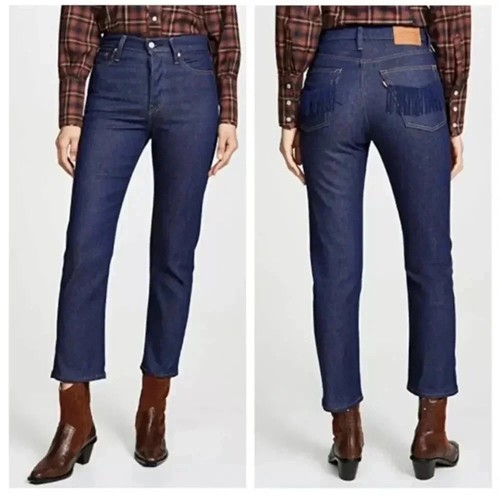 Jeans Levi’s donna tg 29 zeppa dritta con tasche frange nuovo con etichetta - Foto 1 di 8