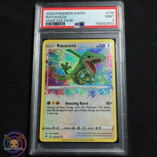 Rayquaza AMAZING RARE 138/185 (PSA 9 MINT) Vivid Voltage Pokemon Cards