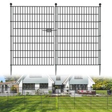 10 Panels No Dig Decorative Outdoor Garden Fence with Gate for Yard, 40 in H ...