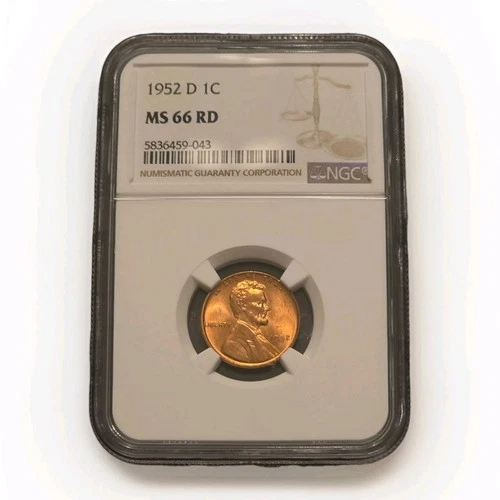 1952-D 1C NGC MS 66 RD Lincoln Wheat Cent