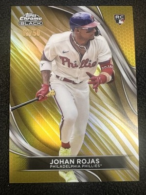 2024 Topps Chrome Black Johan Rojas Gold Refractor RC #13/50 Phillies #90