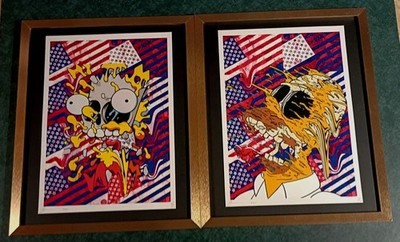 2x DEATH NYC ltd ed FRAMED art prints 45x32cm Matt Gondek X Homer