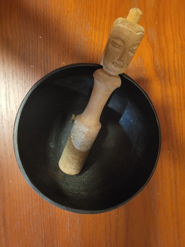 Vintage Tibetan Singing Bowl And Mallet 5” Diameter X 3.5” H