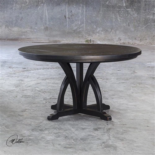 Uttermost Maiva 56" Round Mango Wood and MDF Dining Table in Black - Picture 5 of 7