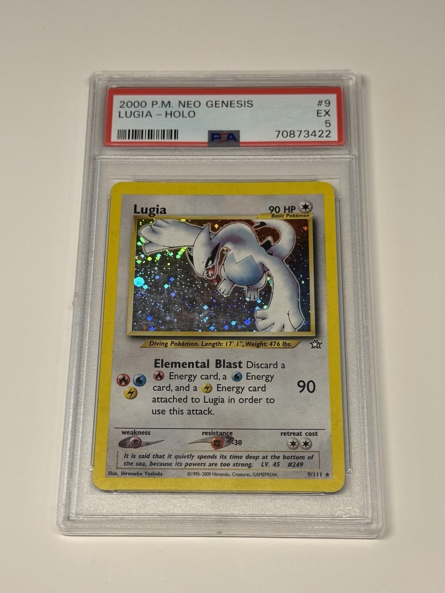 Pokmon TCG Lugia Neo Genesis Holo Rare Card 9/111 Unlimited Edition PSA 5 EX Pokmon TCG Lugia Neo Genesis Holo Rare Card 9/111 Unlimited Edition PSA 5 EX