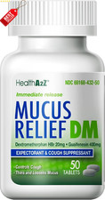 Mucus Relief DM 20mg Dextromethorphan 400mg Guaifenesin 50Ct Cough Tabs - US