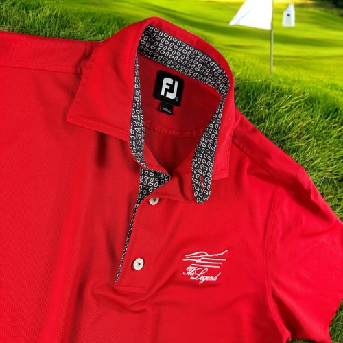 FJ FootJoy Golf Poloshirt Herren M Rot Kurzarm The Legend Gilmore Tiger