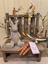 🐰New Farmhouse Wooden Beaded Carrot Set w/Woven Bunny Figure