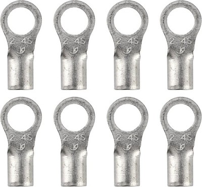 100Pcs 8 Stud Size Ring Terminals Non Insulated AWG16 14 Red Copper Crimp Ring