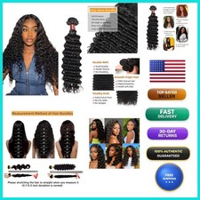 Angie Queen Deep Wave Human Hair Bundles 28in Brazilian Virgin Hair Natural