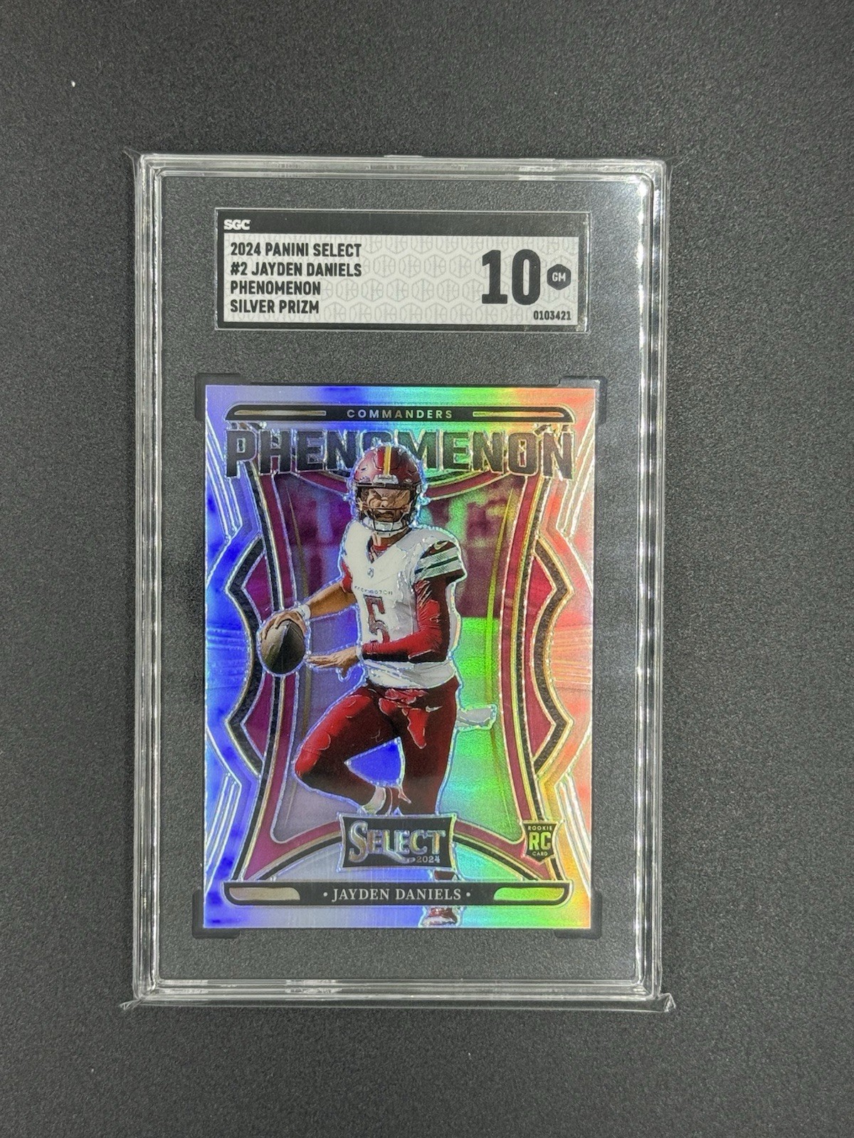 2024 Panini Select JAYDEN DANIELS PHENOMENON Silver Prizm RC SGC 10