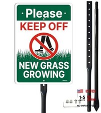 New Grass Growing Please Keep Off Sign with 34.6" Stake for Yard, 12" x 8" New