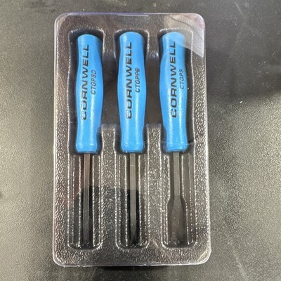 Cornwell CTG3PKT 3pc Pocket Screwdriver/Scraper Set Flat/Slotted Blue/Black