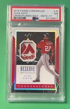 2019 PANINI CHRONICLES JUAN SOTO CORNERSTONES MAJESTIC TAG PATCH 1/1 PSA 7