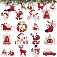 Weihnachten Holz Ornamente Weihnachtsbaumschmuck AnhäNger Deko Set 24 StüCk