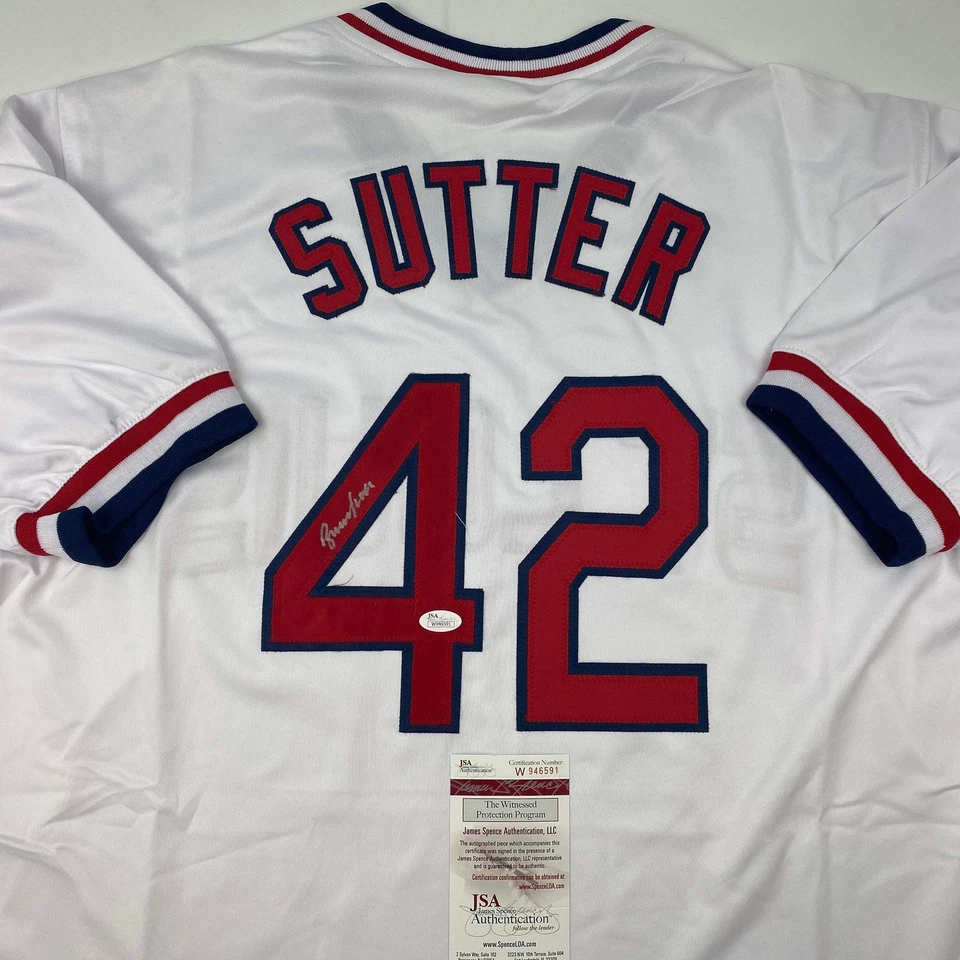 Autographed/Signed Bruce Sutter St. Louis White Baseball Jersey JSA COA - Image 2 of 4