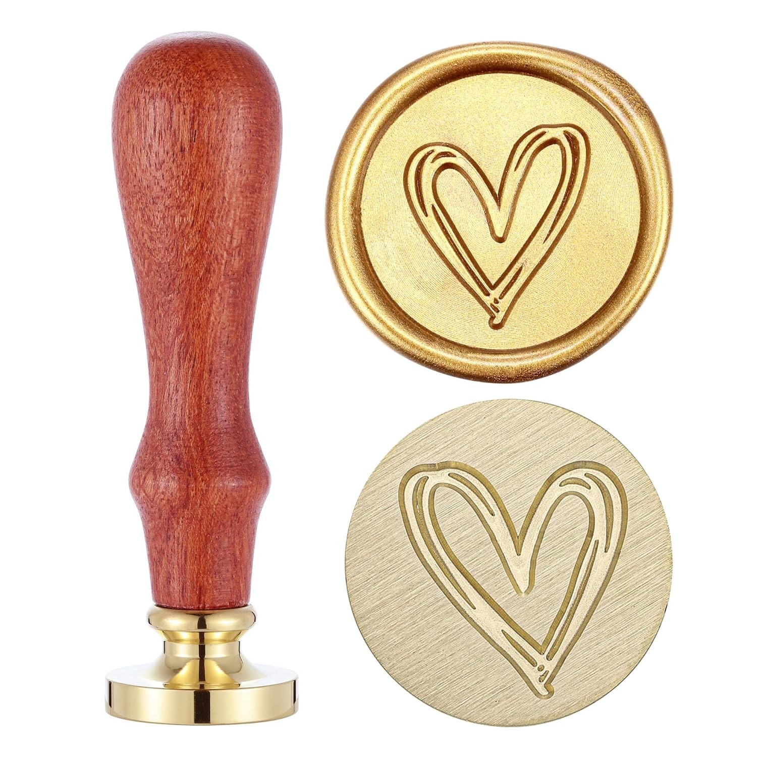 Heart Wax Seal Stamp, Yoption Vintage Brass Head Wooden Handle Sealing 