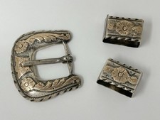 3pc Vintage RMS Romero Martinez Sandoval Sterling Silver 925 Mexico Belt Buckle
