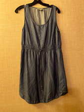 Loft sleeveless short tank dress size S medium blue elastic & draw string waist