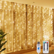 LED Fairy String Curtain Lights 8 Modes Remote Control USB Powered