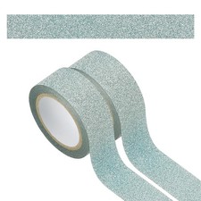 2Roll Glitter Paper Washi Tape, Glitter Film Decorative Tape for DIY, Light Blue
