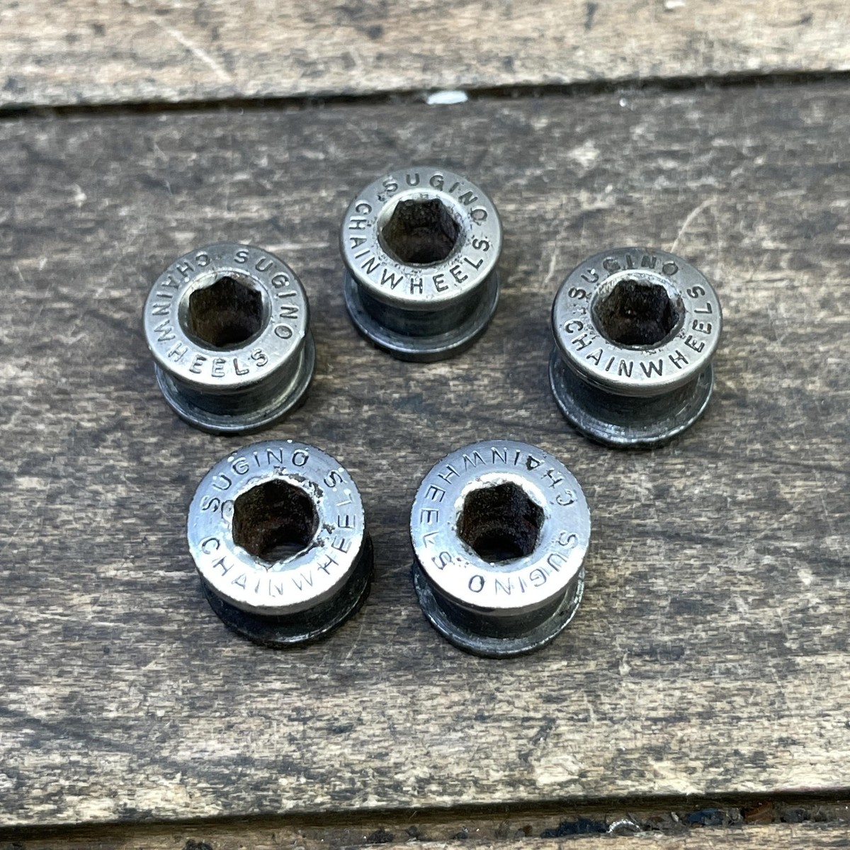 Vintage Sugino Chainwheels Chainring Bolts BMX Single Speed Nuts