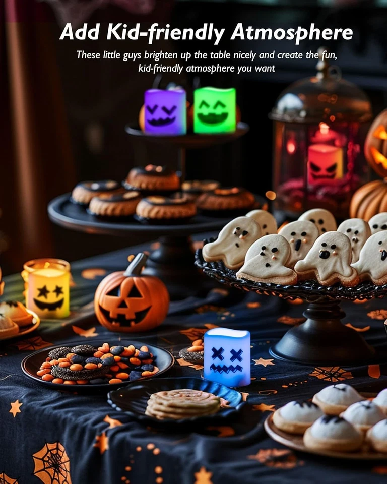 Paquete de 24 velas sin llama de Halloween que cambian de color, 200+ horas LED votivas Foto 2 de 2