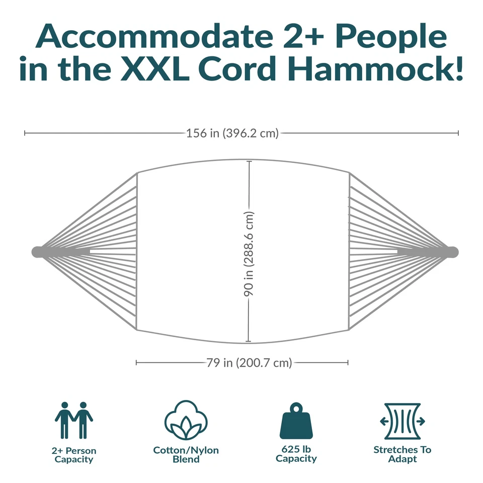 Hamaca de tela tejida de algodón y nailon para 2 personas - multicolor de Sunnydaze Foto 4 de 4