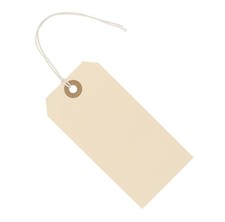100 Premium Hang Tags, String, 5, 4.75 x 2.375, Reinforced Eyelet, Manila