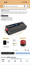 Pure Sine Wave Power Inverters 4000W 12V DC to AC 110V 120V Peak Power 8000W ...