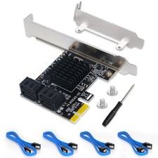 SATA Card, 4 Port SATA 3.0 Controller Expansion Card with 4 SATA Cable, 6Gbps PC