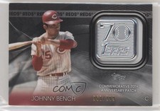 2021 Topps 70th Anniversary Manufactured Logo Black Johnny Bench Patch HOF 0d3m
