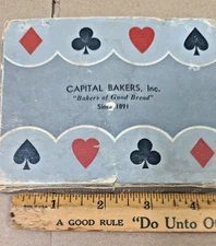 Vintage Remembrance  Redi-Slip Bridge Playing Cards Two Deck Capital Bakers ads