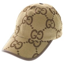 GUCCI Jumbo GG Pattern Canvas Baseball Cap Hat Beige 681264 601491 Used 1e2bc981