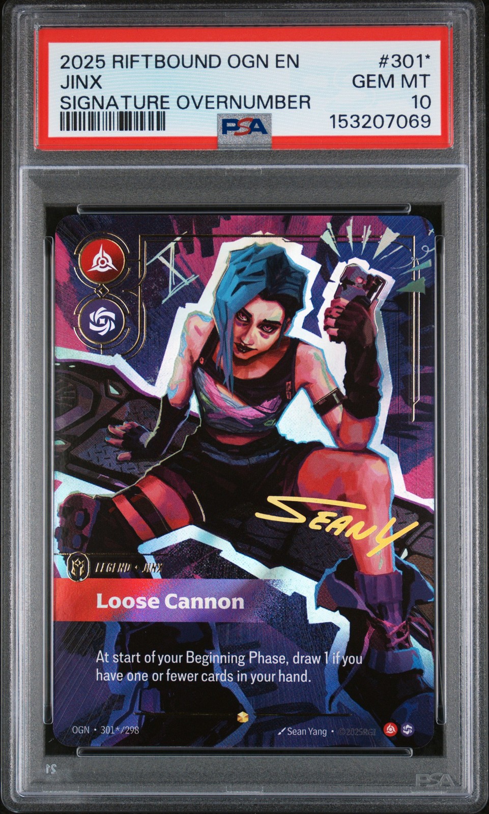 2025 RIFTBOUND: LEAGUE OF LEGENDS OGN-ORIGINS #301* JINX SIGNATURE OVERNUMBER