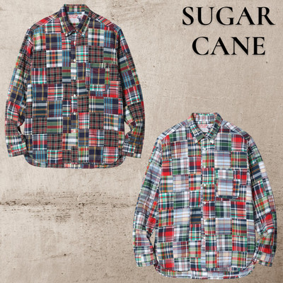 SUGAR CANE SC29736 INDIA MADRAS CHECK PATCHWORK BUTTON DOWN SHIRT Japan Neu
