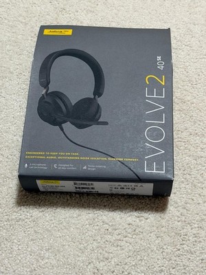 NIB Jabra Evolve2 40 Stereo Headset (UC, USB-A) - Black NEE sealed Box $199