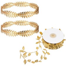 Greek Goddess Gold Leaf Headband with 11 Yards Artificial Gold Leaf Ribbon Co...