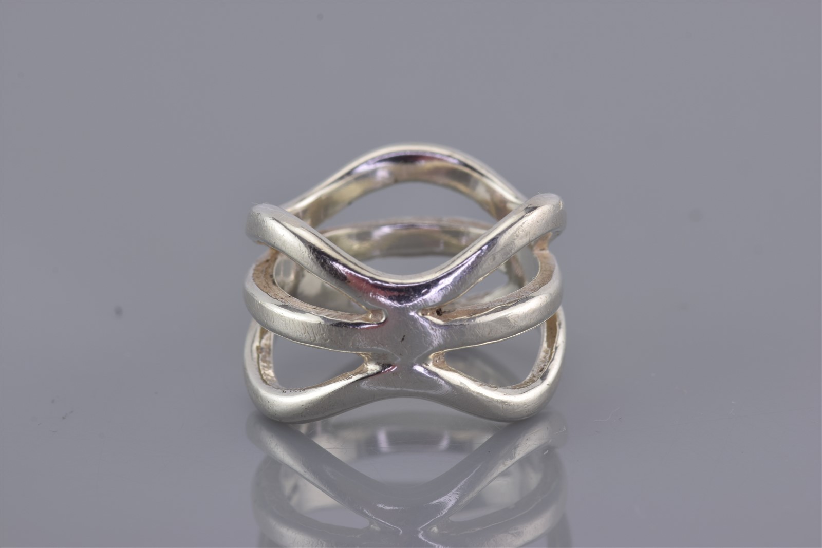 Sterling Silver Wavy Openwork Cuff Solid Triple B… - image 7