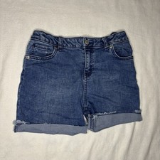 Cat  Jack Girls Denim Shorts XL 14 Mid Rise Ultimate Stretch Frayed Hem Blue