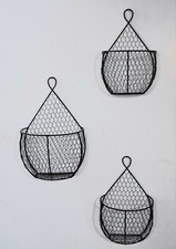 Set of 3 Decorative Hanging Wire Baskets